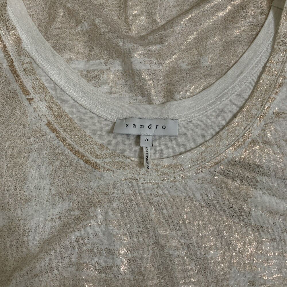 Sandro Paris Women's Linen Tank Top Rose Gold Crinkle Parisian Chic Boho Size 3 - Picture 5 of 6